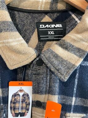 Dakine XXL Plaid Flannel Shacket in Navy & Tan